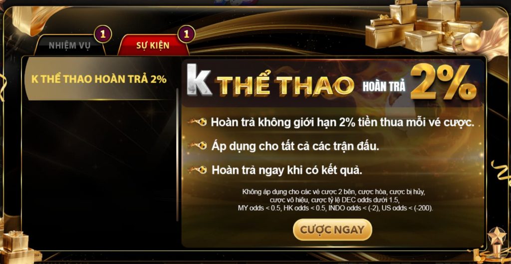 Khuyến mãi hoàn trả 2%